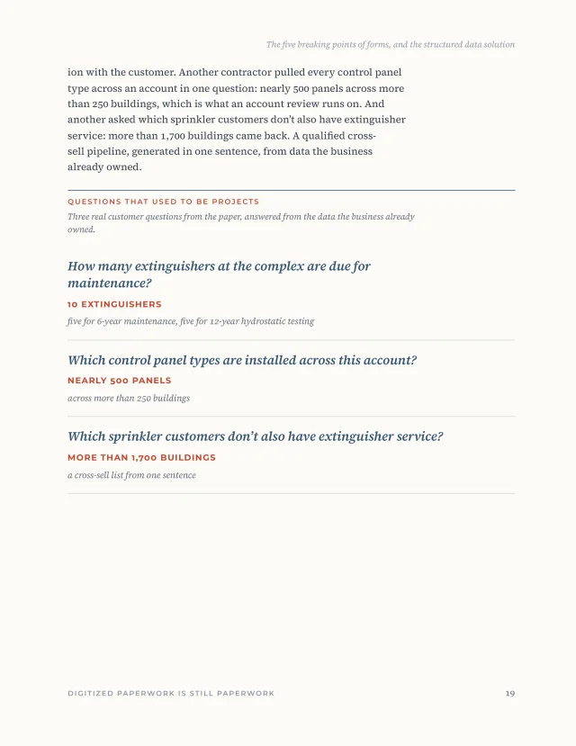 Page 19 of the report: questions that used to be projects