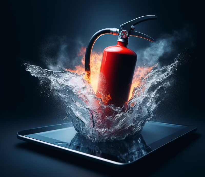 Extinguisher coming out of iPad 2